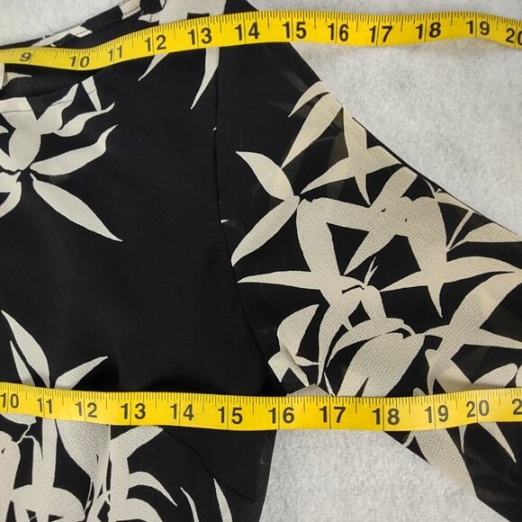 Jessica Howard Black Ivory Bamboo Print Chiffon Midi Dress Ruffle Hem Size 6 - Picture 9 of 12